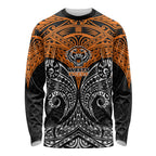 Personalized Wests Tigers Long Sleeve Shirt Polynesian Tribal Pattern Style