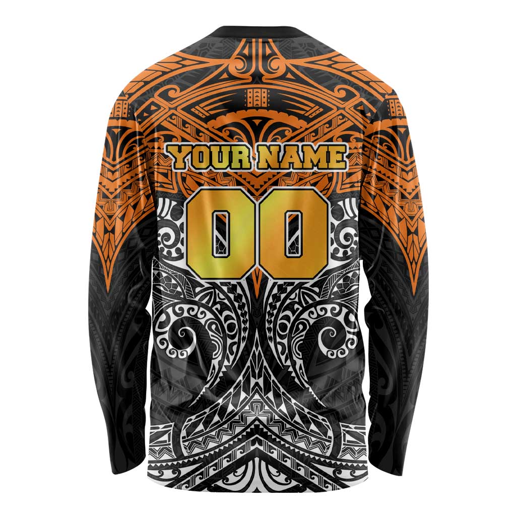 Personalized Wests Tigers Long Sleeve Shirt Polynesian Tribal Pattern Style