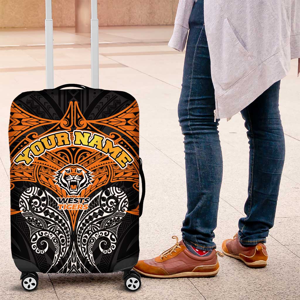 Personalized Wests Tigers Luggage Cover Polynesian Tribal Pattern Style