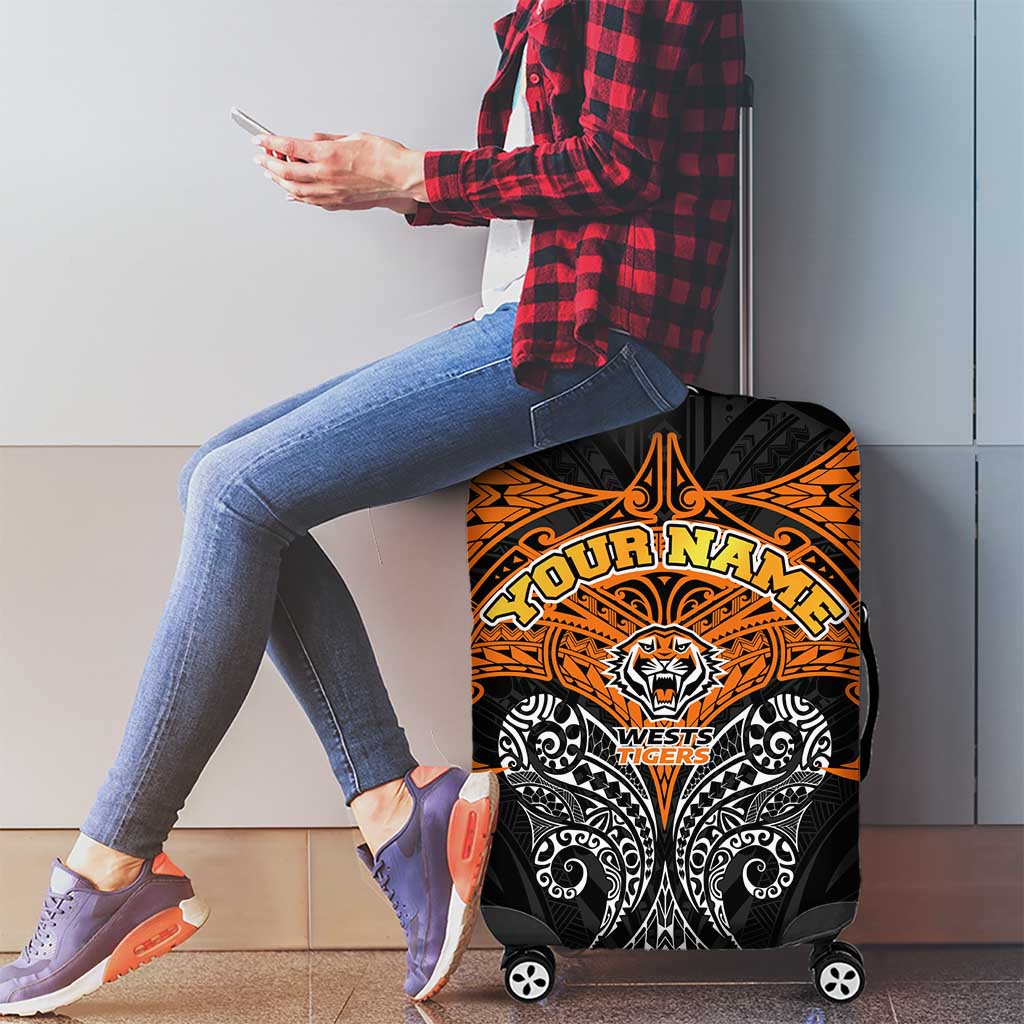 Personalized Wests Tigers Luggage Cover Polynesian Tribal Pattern Style