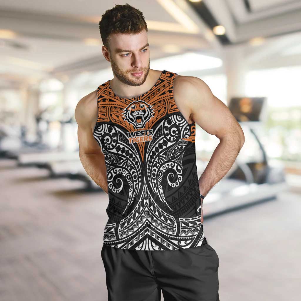 Personalized Wests Tigers Men Tank Top Polynesian Tribal Pattern Style