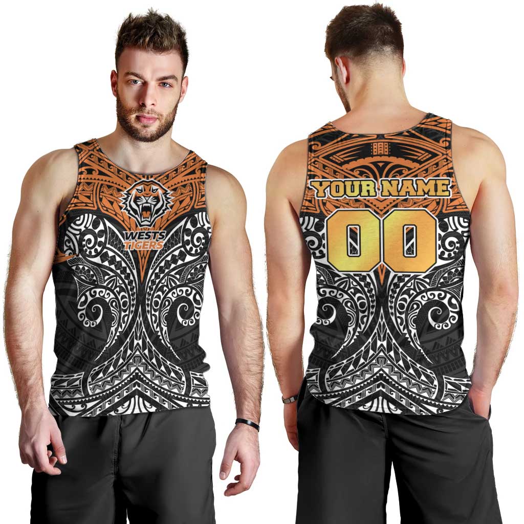 Personalized Wests Tigers Men Tank Top Polynesian Tribal Pattern Style