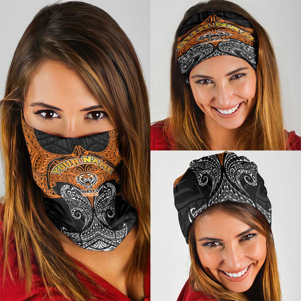 Personalized Wests Tigers Neck Gaiter Polynesian Tribal Pattern Style