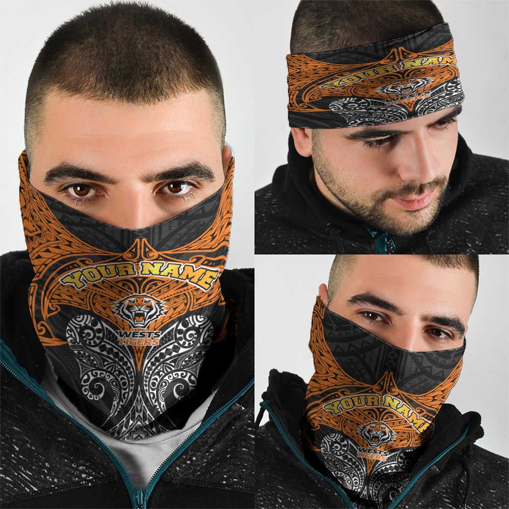 Personalized Wests Tigers Neck Gaiter Polynesian Tribal Pattern Style