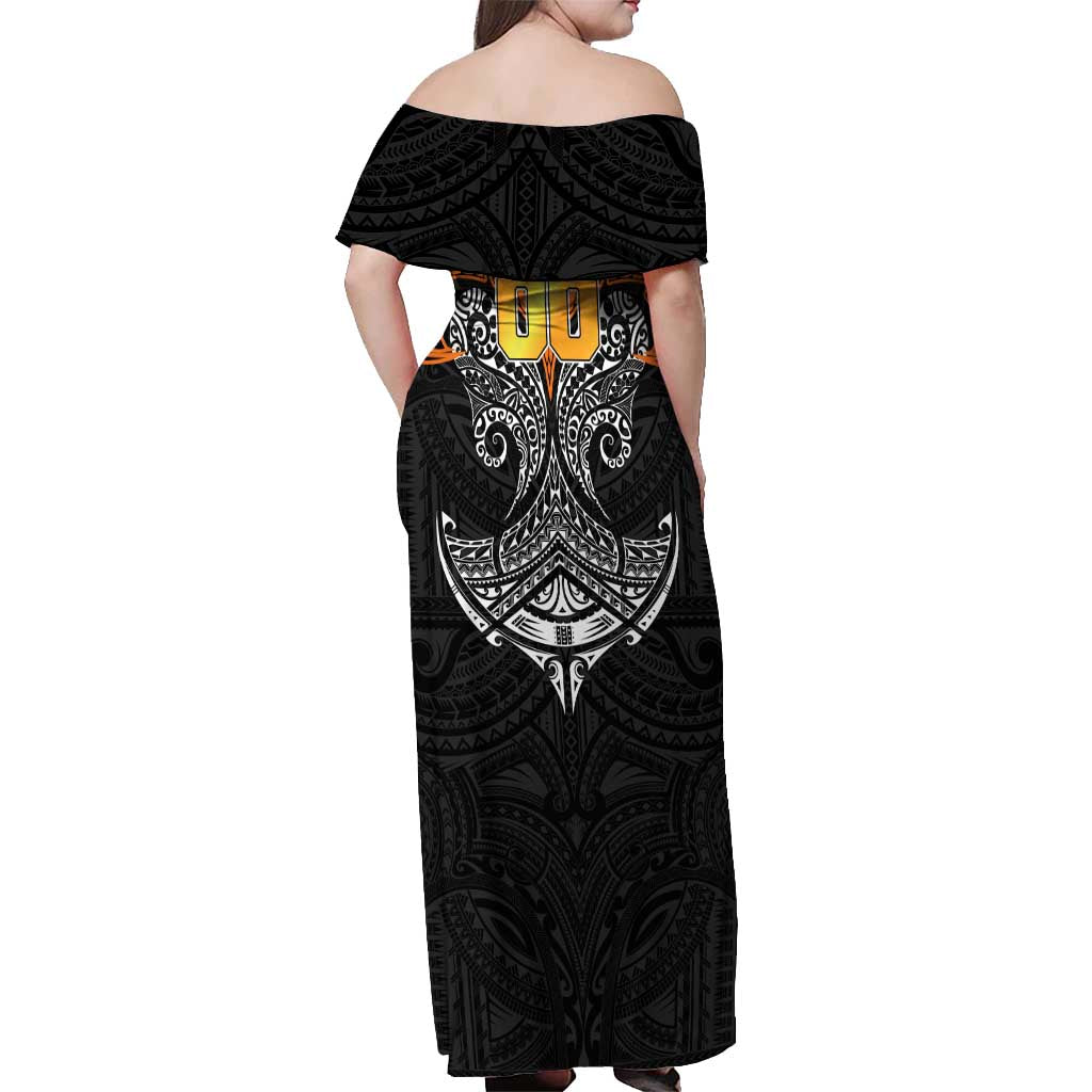 Personalized Wests Tigers Off Shoulder Maxi Dress Polynesian Tribal Pattern Style