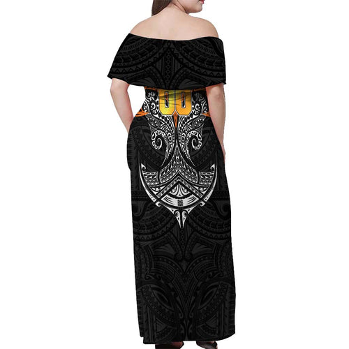Personalized Wests Tigers Off Shoulder Maxi Dress Polynesian Tribal Pattern Style