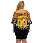 Personalized Wests Tigers Off Shoulder Short Dress Polynesian Tribal Pattern Style