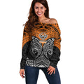 Personalized Wests Tigers Off Shoulder Sweater Polynesian Tribal Pattern Style