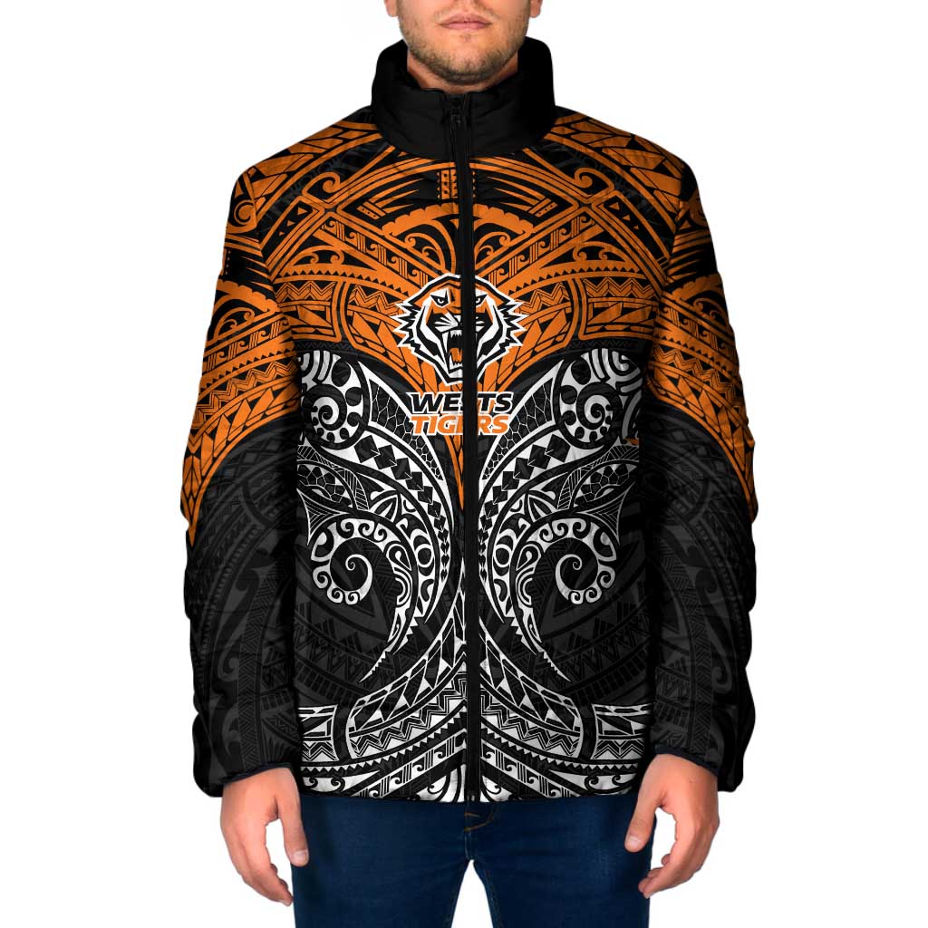 Personalized Wests Tigers Padded Jacket Polynesian Tribal Pattern Style