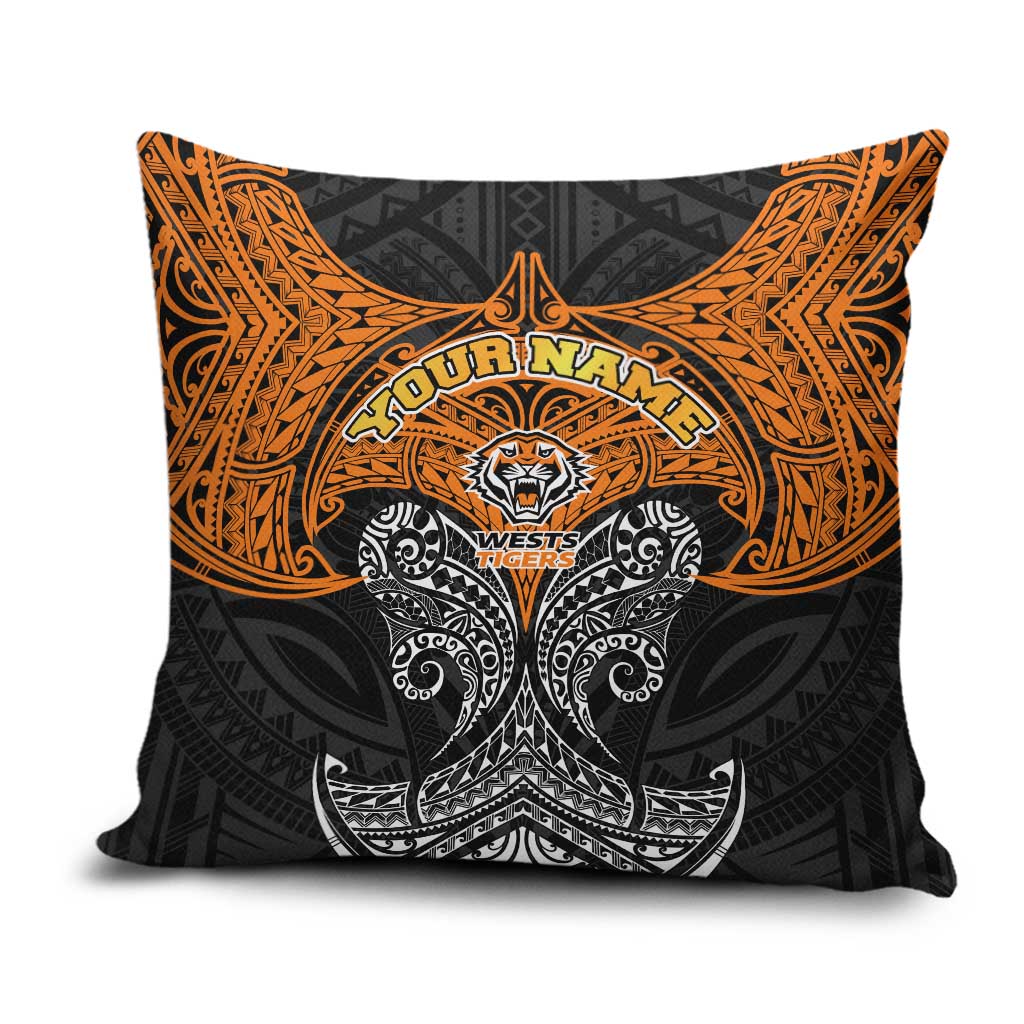Personalized Wests Tigers Pillow Cover Polynesian Tribal Pattern Style