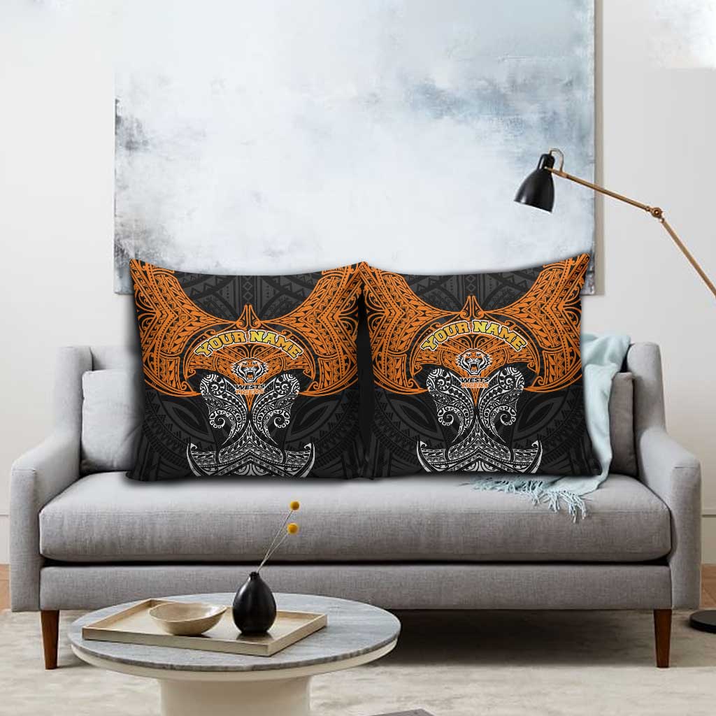 Personalized Wests Tigers Pillow Cover Polynesian Tribal Pattern Style