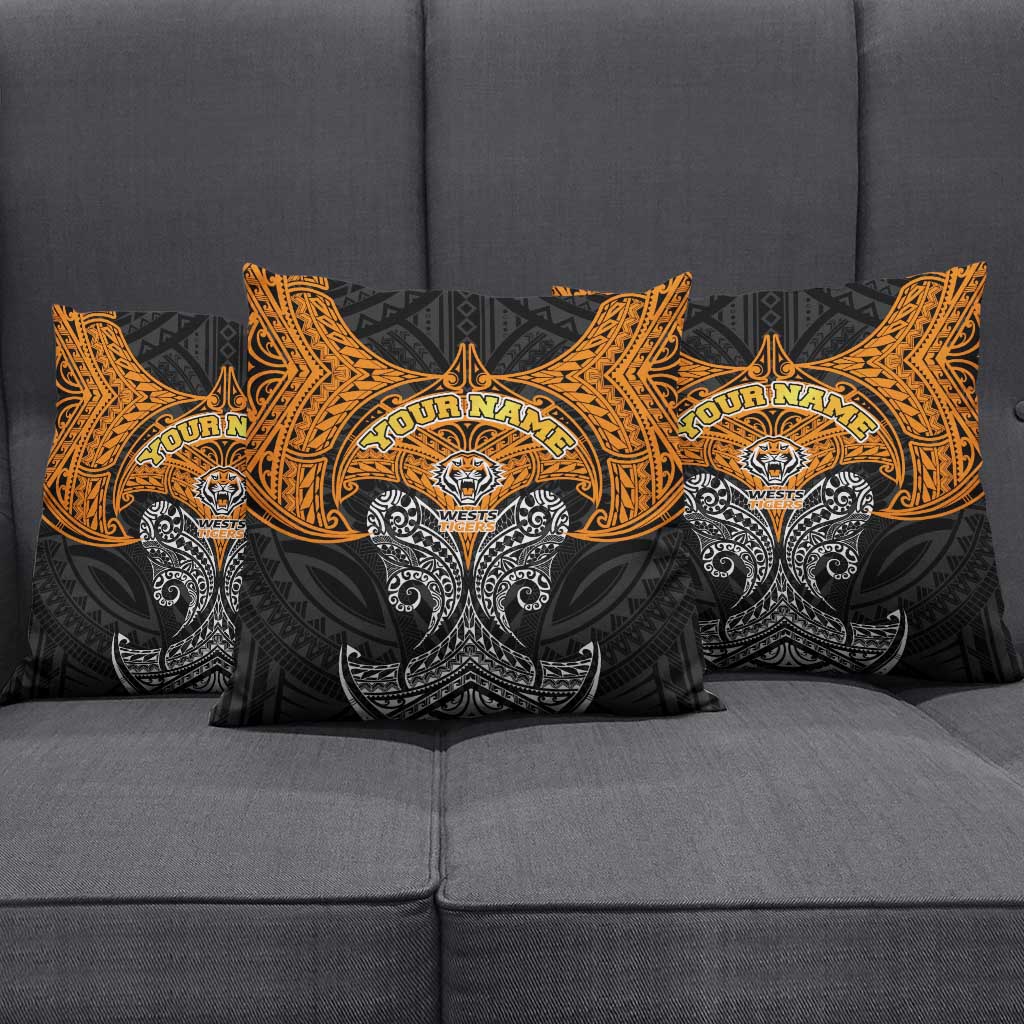 Personalized Wests Tigers Pillow Cover Polynesian Tribal Pattern Style