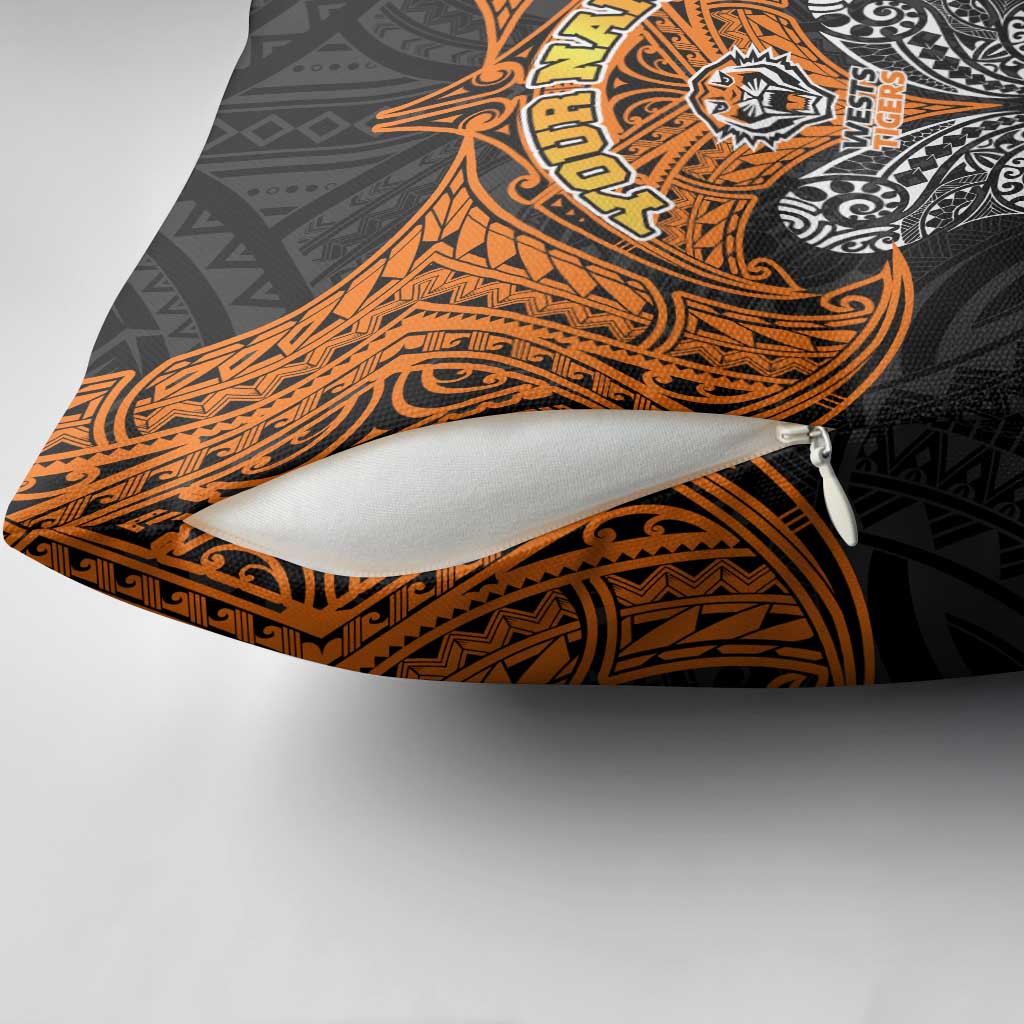 Personalized Wests Tigers Pillow Cover Polynesian Tribal Pattern Style