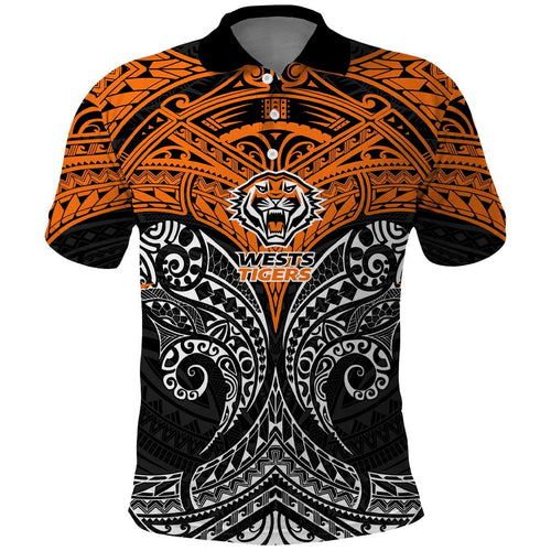 Personalized Wests Tigers Polo Shirt Polynesian Tribal Pattern Style
