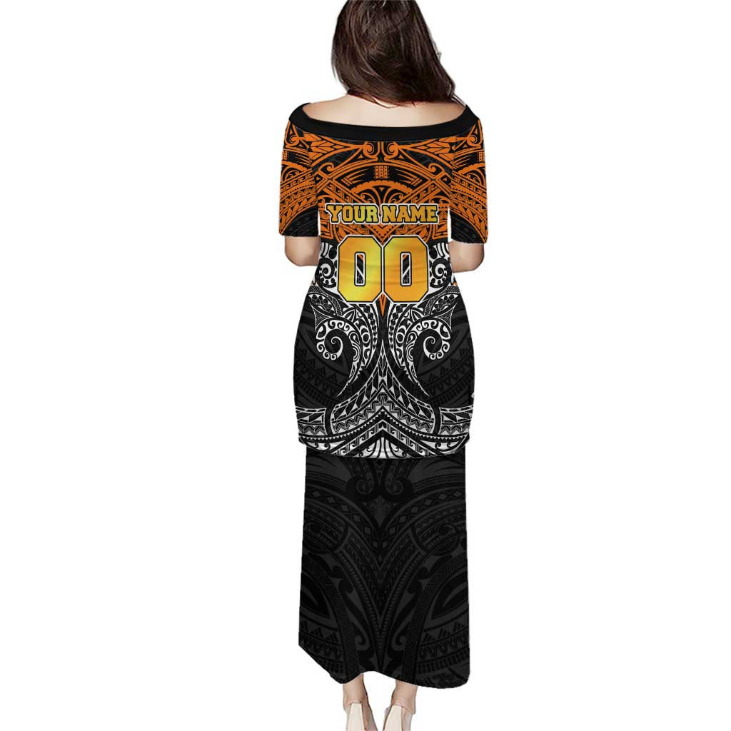 Personalized Wests Tigers Puletasi Polynesian Tribal Pattern Style