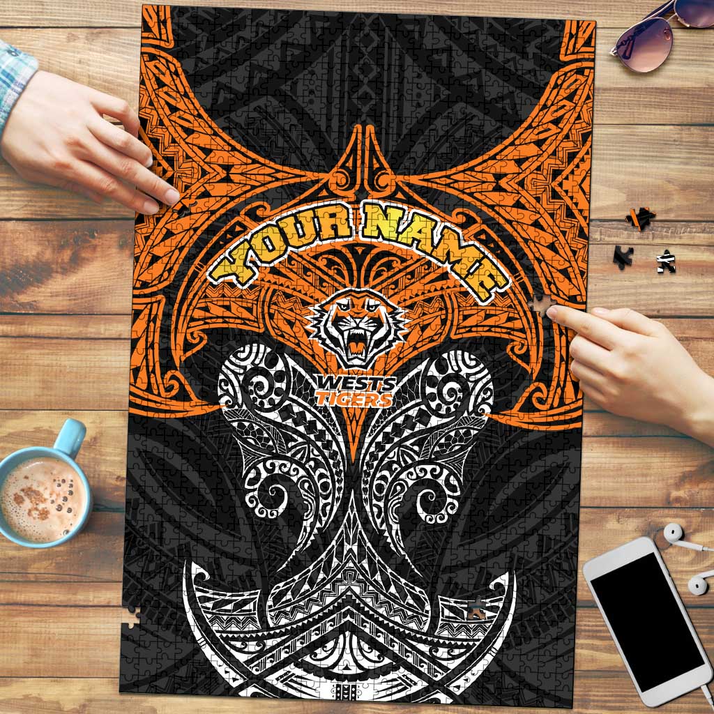 Personalized Wests Tigers Puzzle Polynesian Tribal Pattern Style