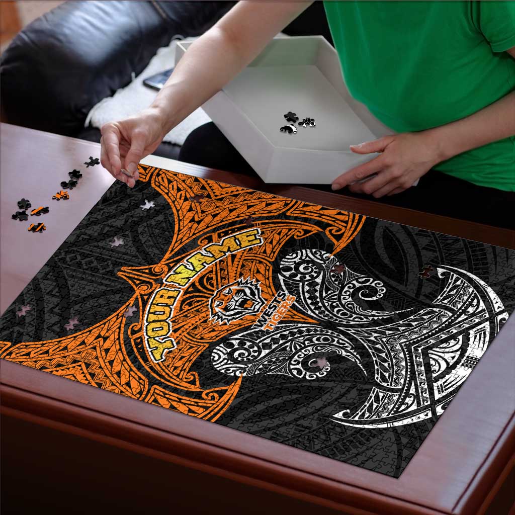 Personalized Wests Tigers Puzzle Polynesian Tribal Pattern Style