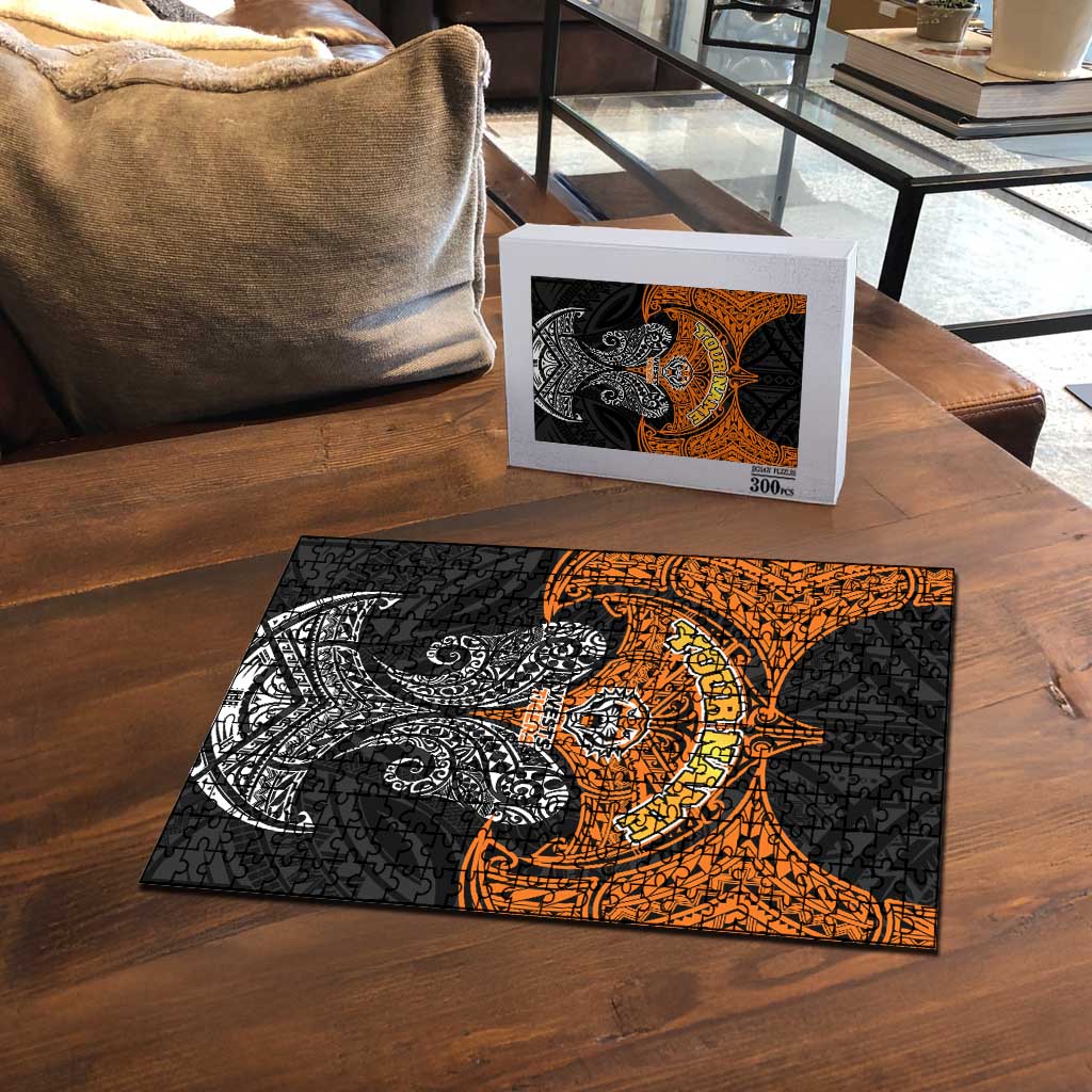 Personalized Wests Tigers Puzzle Polynesian Tribal Pattern Style