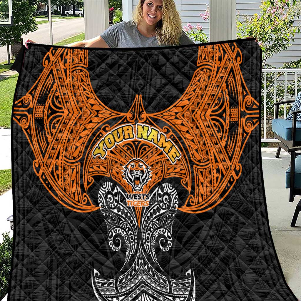 Personalized Wests Tigers Quilt Polynesian Tribal Pattern Style