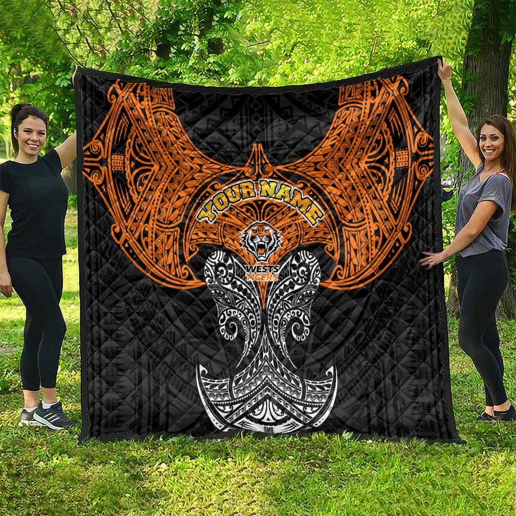 Personalized Wests Tigers Quilt Polynesian Tribal Pattern Style
