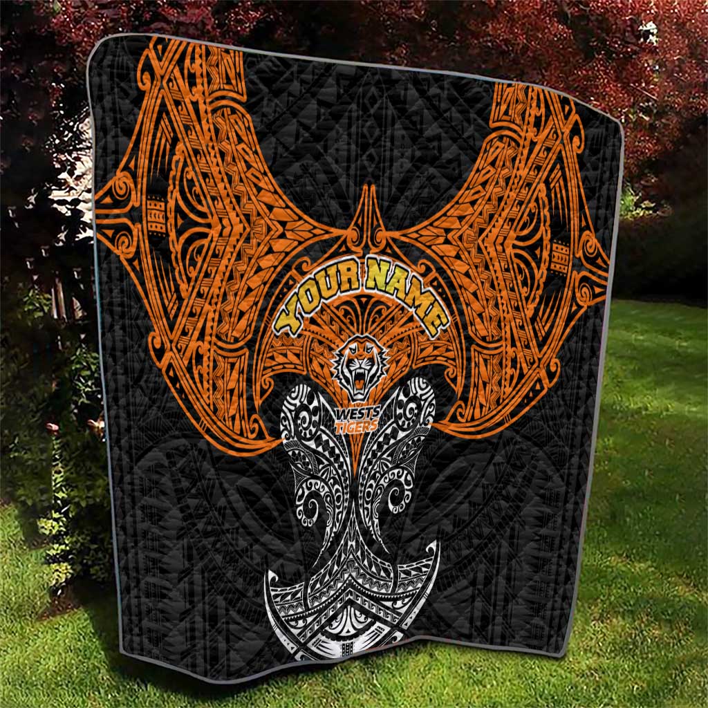 Personalized Wests Tigers Quilt Polynesian Tribal Pattern Style