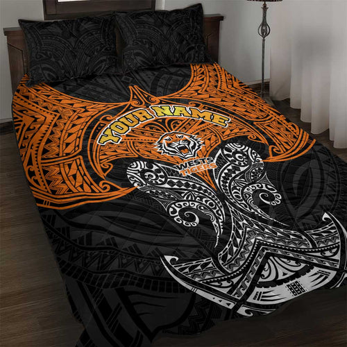 Personalized Wests Tigers Quilt Bed Set Polynesian Tribal Pattern Style