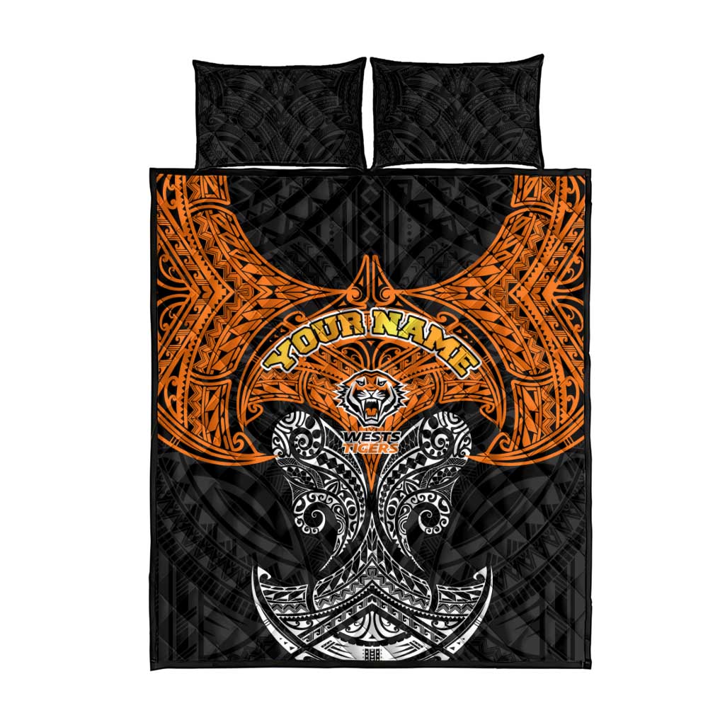 Personalized Wests Tigers Quilt Bed Set Polynesian Tribal Pattern Style