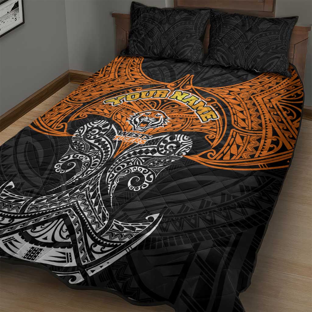 Personalized Wests Tigers Quilt Bed Set Polynesian Tribal Pattern Style