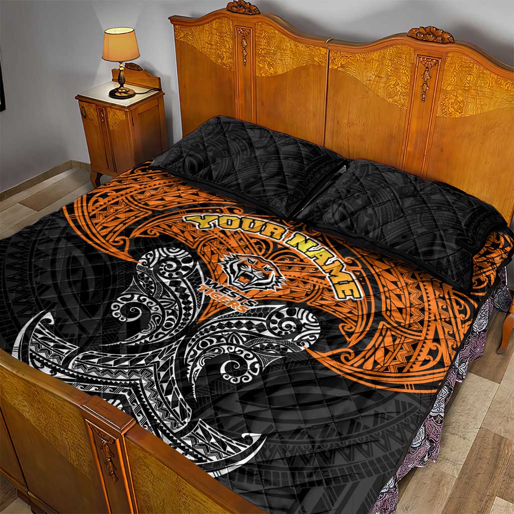 Personalized Wests Tigers Quilt Bed Set Polynesian Tribal Pattern Style