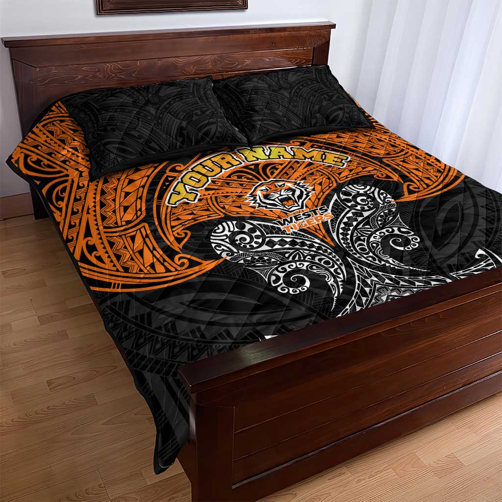 Personalized Wests Tigers Quilt Bed Set Polynesian Tribal Pattern Style
