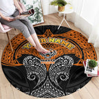 Personalized Wests Tigers Round Carpet Polynesian Tribal Pattern Style