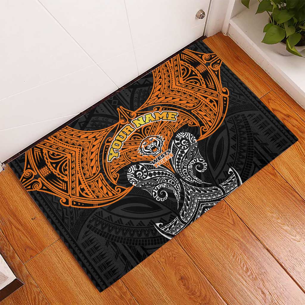 Personalized Wests Tigers Rubber Doormat Polynesian Tribal Pattern Style