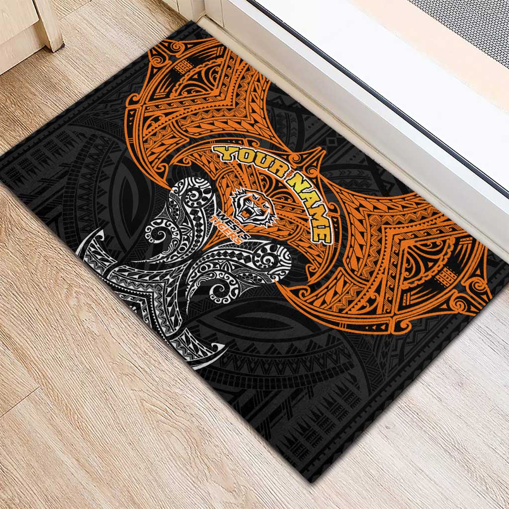 Personalized Wests Tigers Rubber Doormat Polynesian Tribal Pattern Style