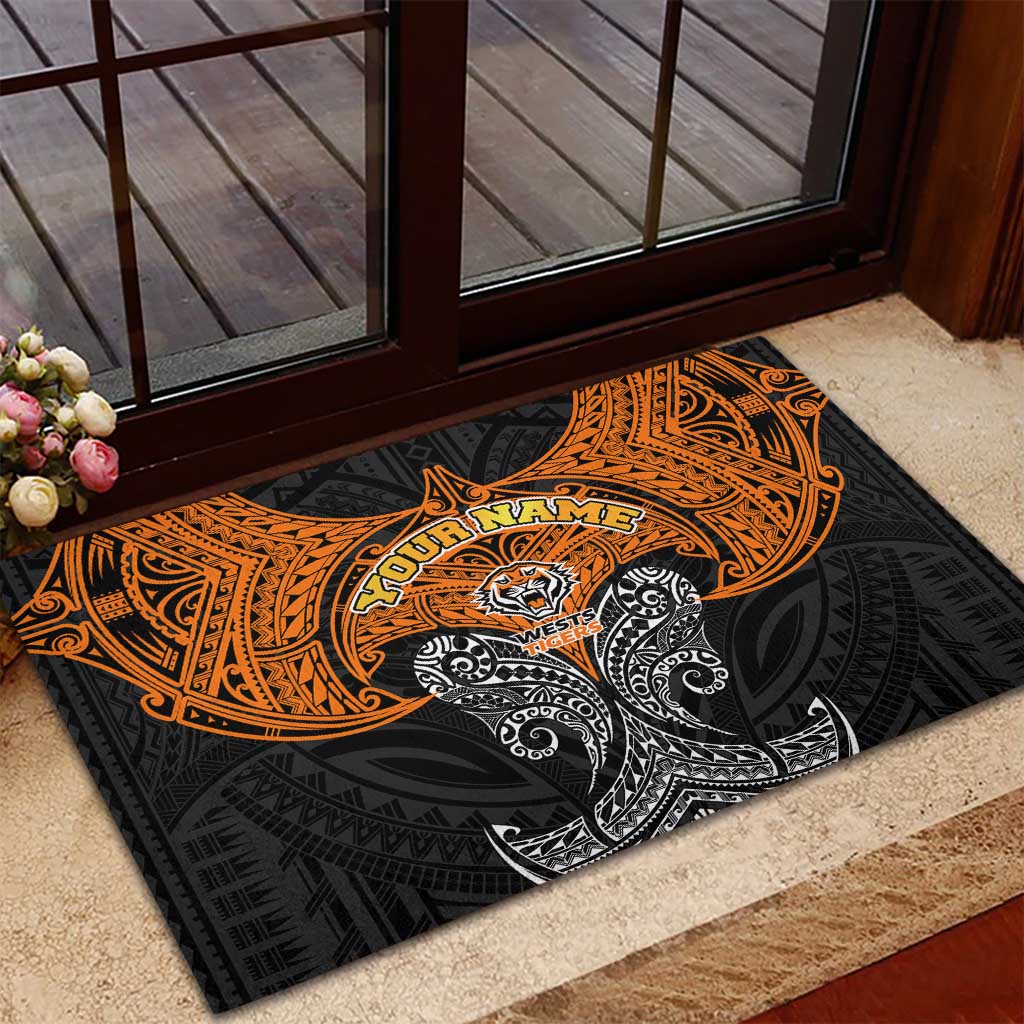Personalized Wests Tigers Rubber Doormat Polynesian Tribal Pattern Style