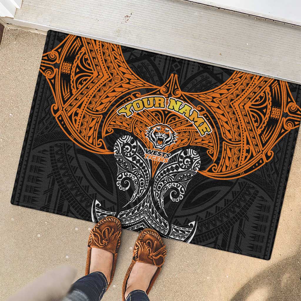 Personalized Wests Tigers Rubber Doormat Polynesian Tribal Pattern Style