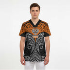 Personalized Wests Tigers Scrub Top Polynesian Tribal Pattern Style