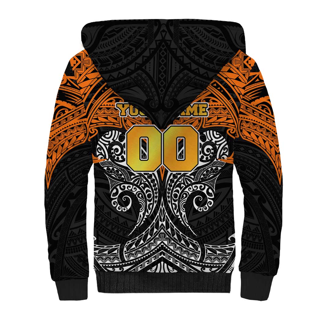 Personalized Wests Tigers Sherpa Hoodie Polynesian Tribal Pattern Style