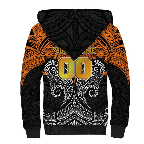 Personalized Wests Tigers Sherpa Hoodie Polynesian Tribal Pattern Style