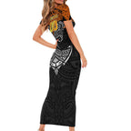Personalized Wests Tigers Short Sleeve Bodycon Dress Polynesian Tribal Pattern Style