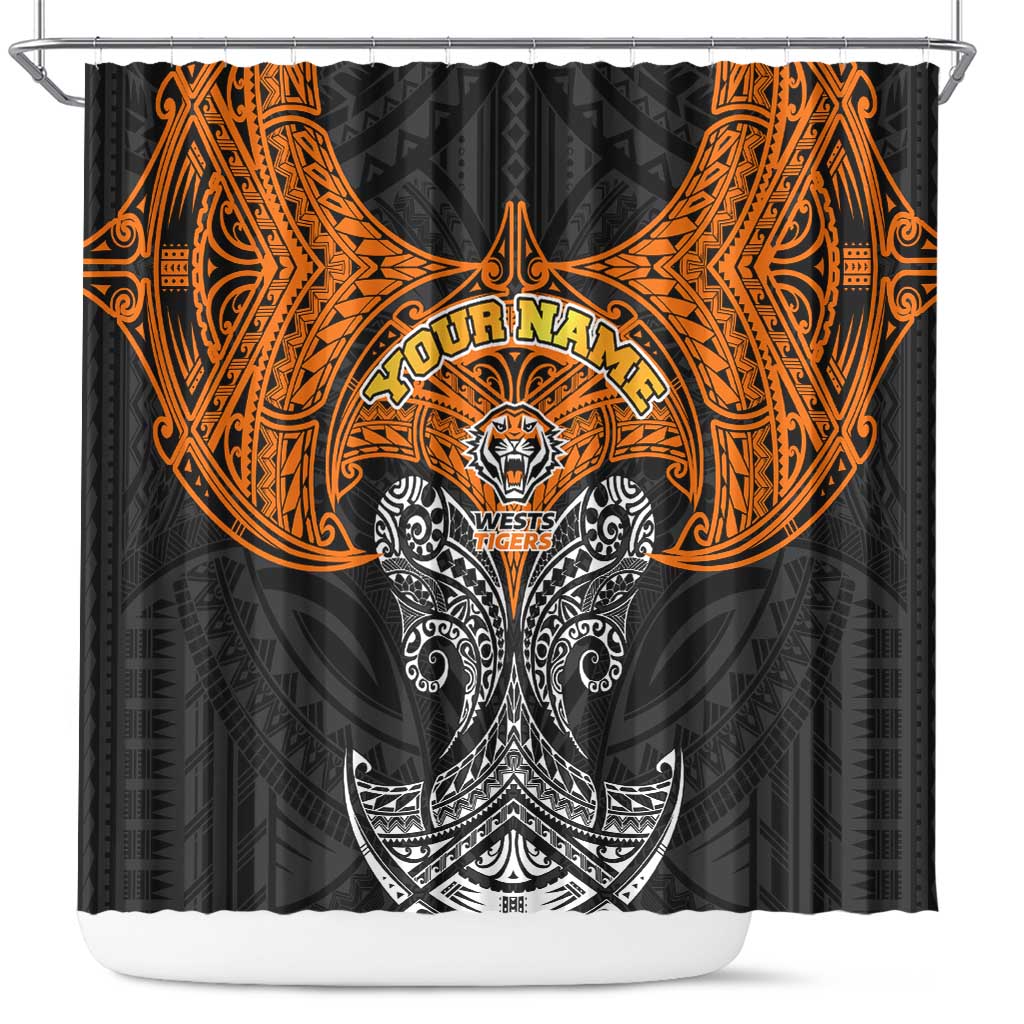 Personalized Wests Tigers Shower Curtain Polynesian Tribal Pattern Style