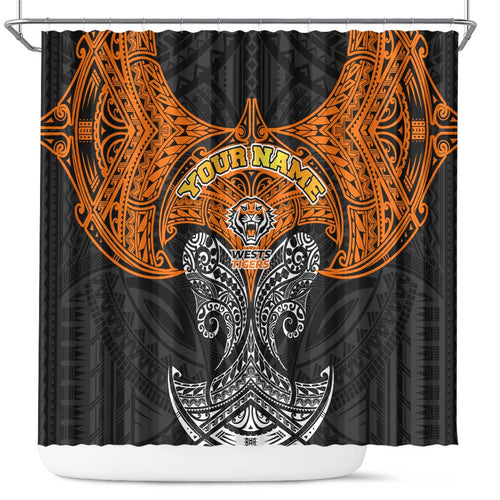 Personalized Wests Tigers Shower Curtain Polynesian Tribal Pattern Style