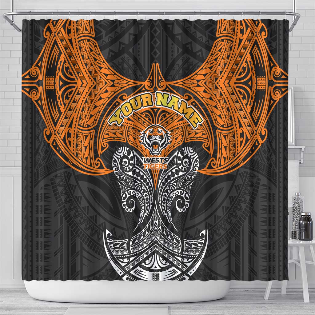 Personalized Wests Tigers Shower Curtain Polynesian Tribal Pattern Style