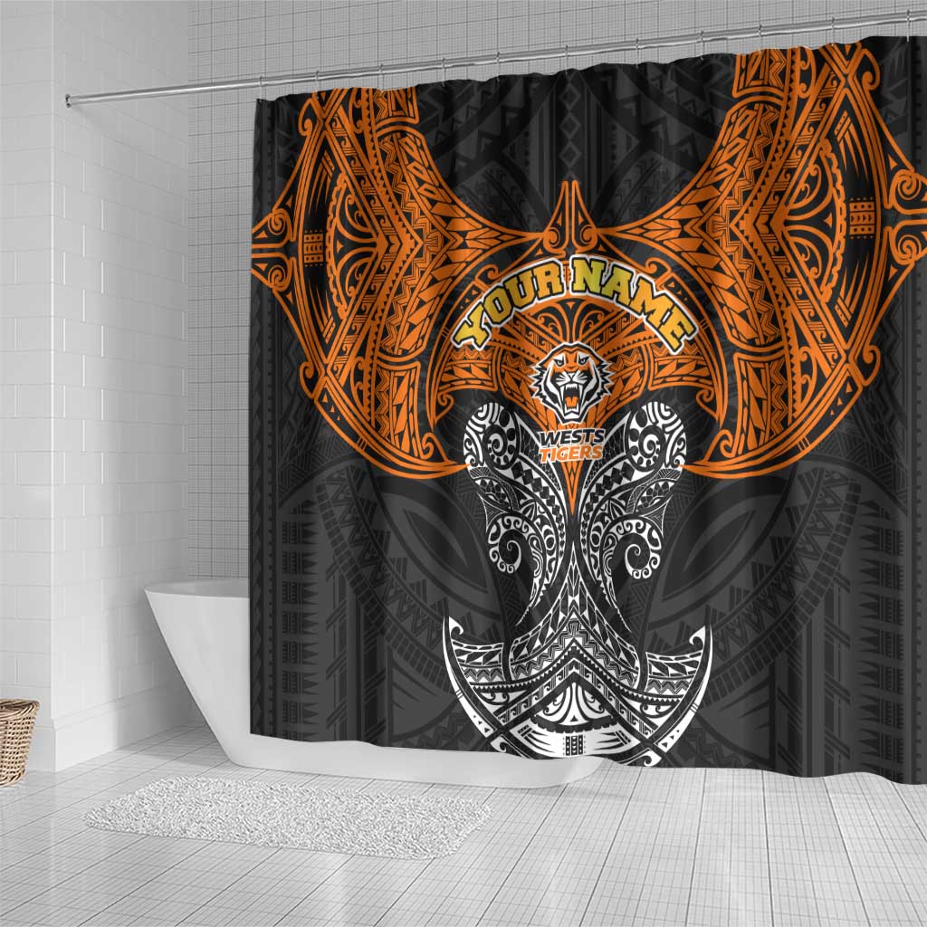 Personalized Wests Tigers Shower Curtain Polynesian Tribal Pattern Style