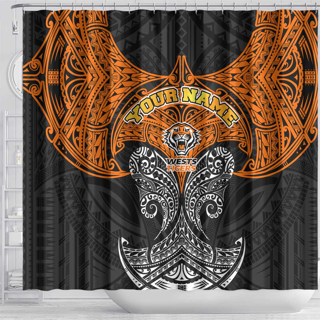 Personalized Wests Tigers Shower Curtain Polynesian Tribal Pattern Style