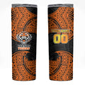 Personalized Wests Tigers Skinny Tumbler Polynesian Tribal Pattern Style