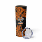 Personalized Wests Tigers Skinny Tumbler Polynesian Tribal Pattern Style
