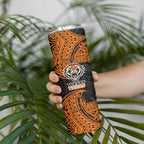 Personalized Wests Tigers Skinny Tumbler Polynesian Tribal Pattern Style