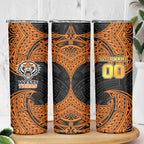 Personalized Wests Tigers Skinny Tumbler Polynesian Tribal Pattern Style