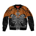 Personalized Wests Tigers Sleeve Zip Bomber Jacket Polynesian Tribal Pattern Style