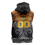 Personalized Wests Tigers Sleeveless Hoodie Polynesian Tribal Pattern Style